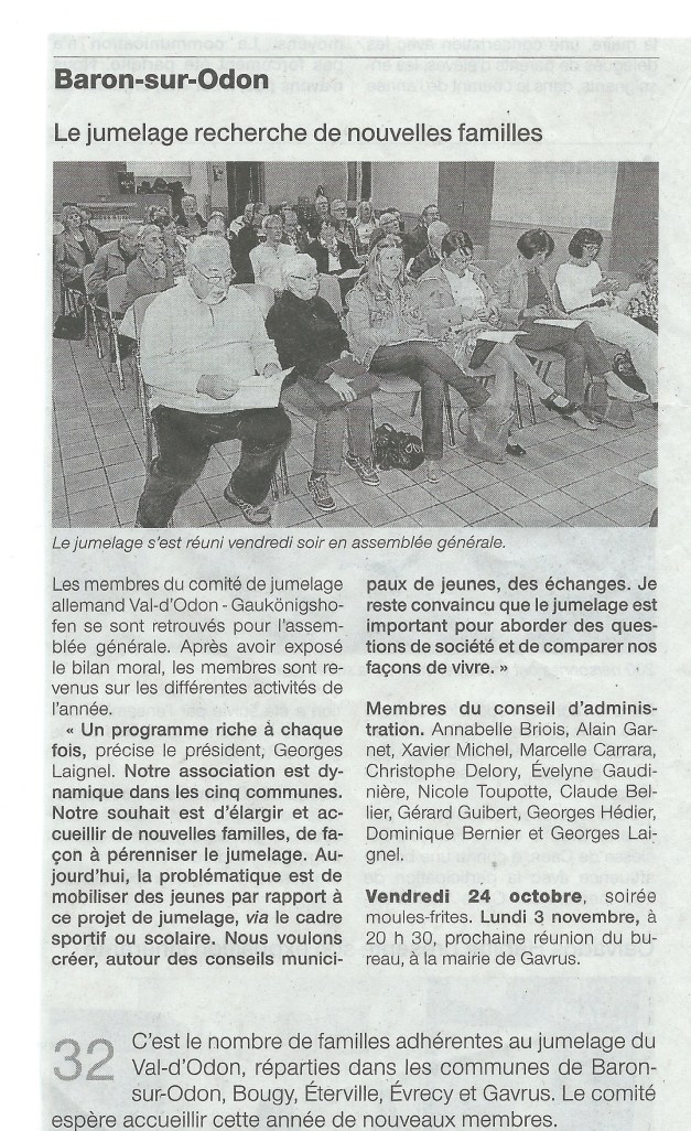 Article Ouest France paru le mercredi 22 octobre 2014.