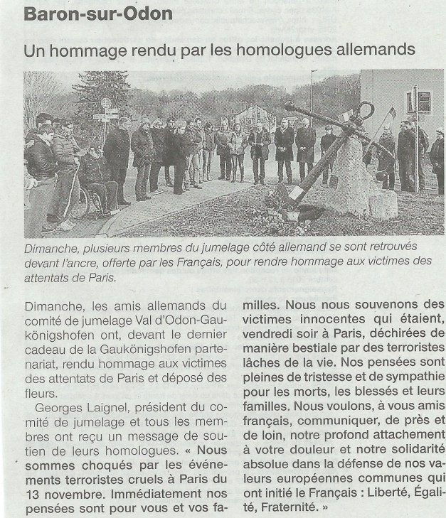 Article Ouest France publié le 17 novembre 2015